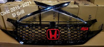 Picture of Honda Civic Front Grill S.I Style - Piano Black - For Model 2016-2021