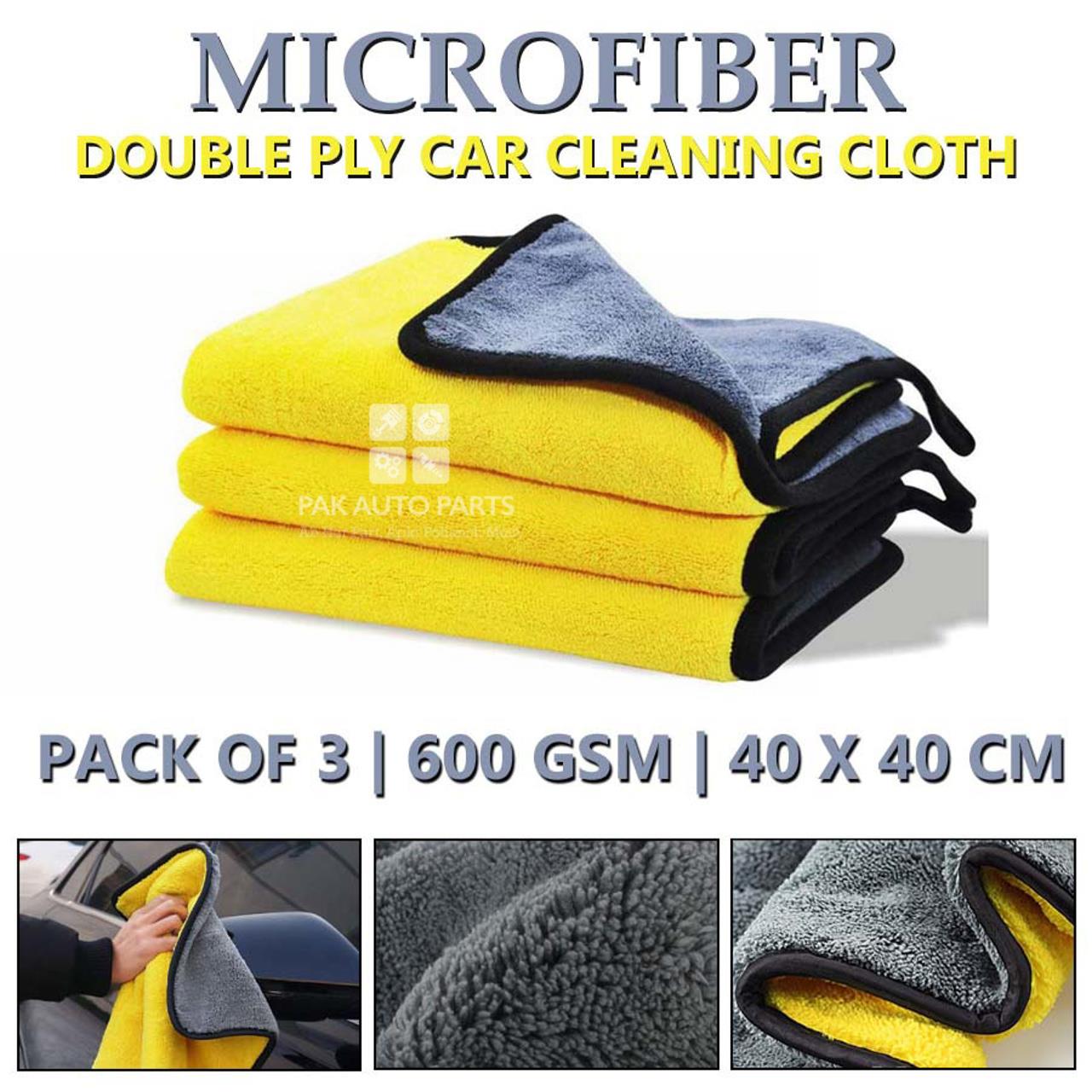 Picture of Microfiber Car Cleaning Cloth - Pasted Double Ply - 600 Gsm - 40x40 cm - Pack Of 3