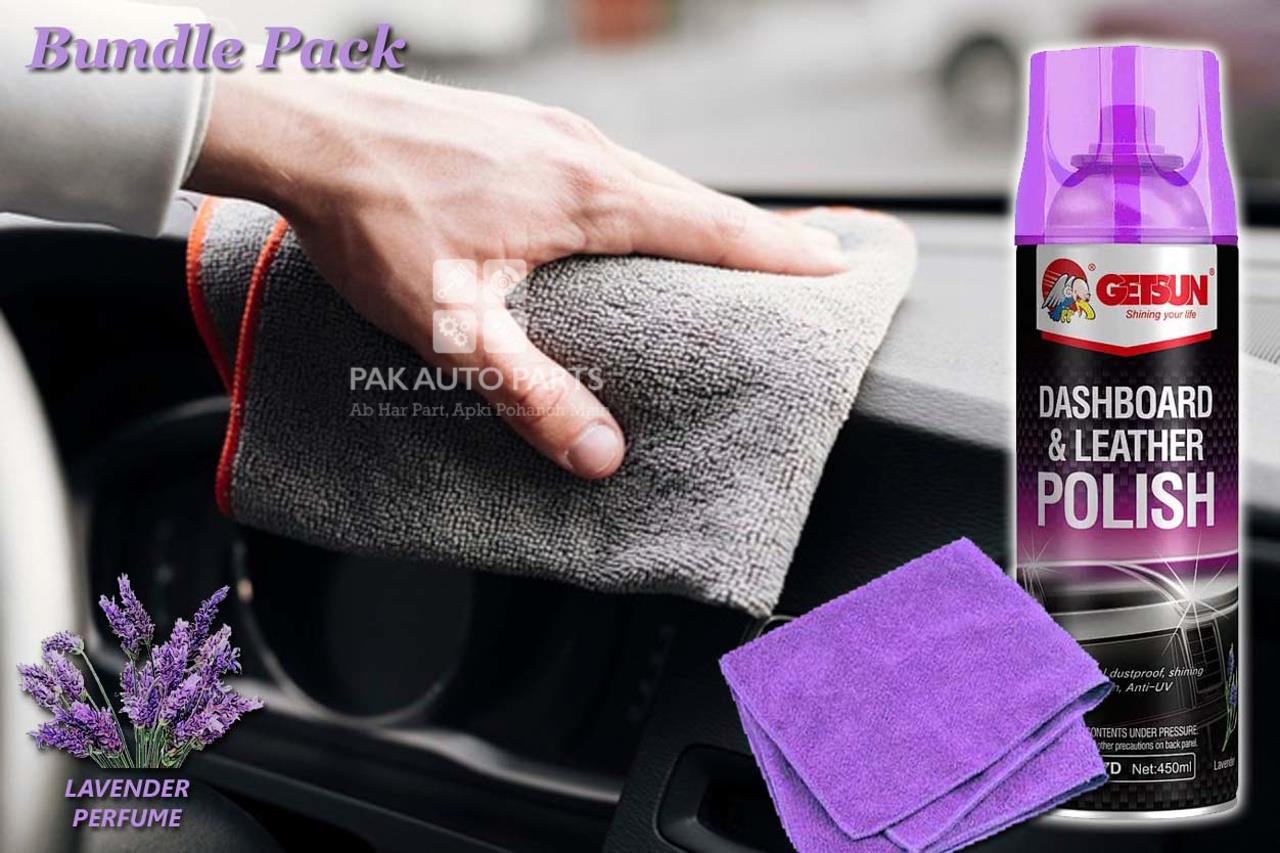 Picture of GetSun Dashboard Polish - Lavender With Microfiber Car Cleaning Cloth - Bundle Pack