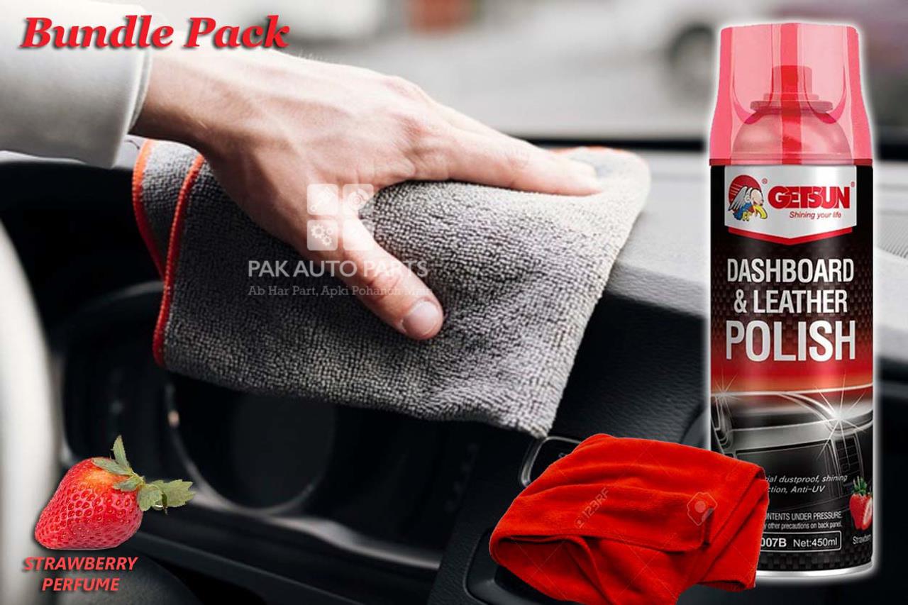 Picture of GetSun Dashboard Polish Strawberry With Microfiber Car Cleaning Cloth - Bundle Pack