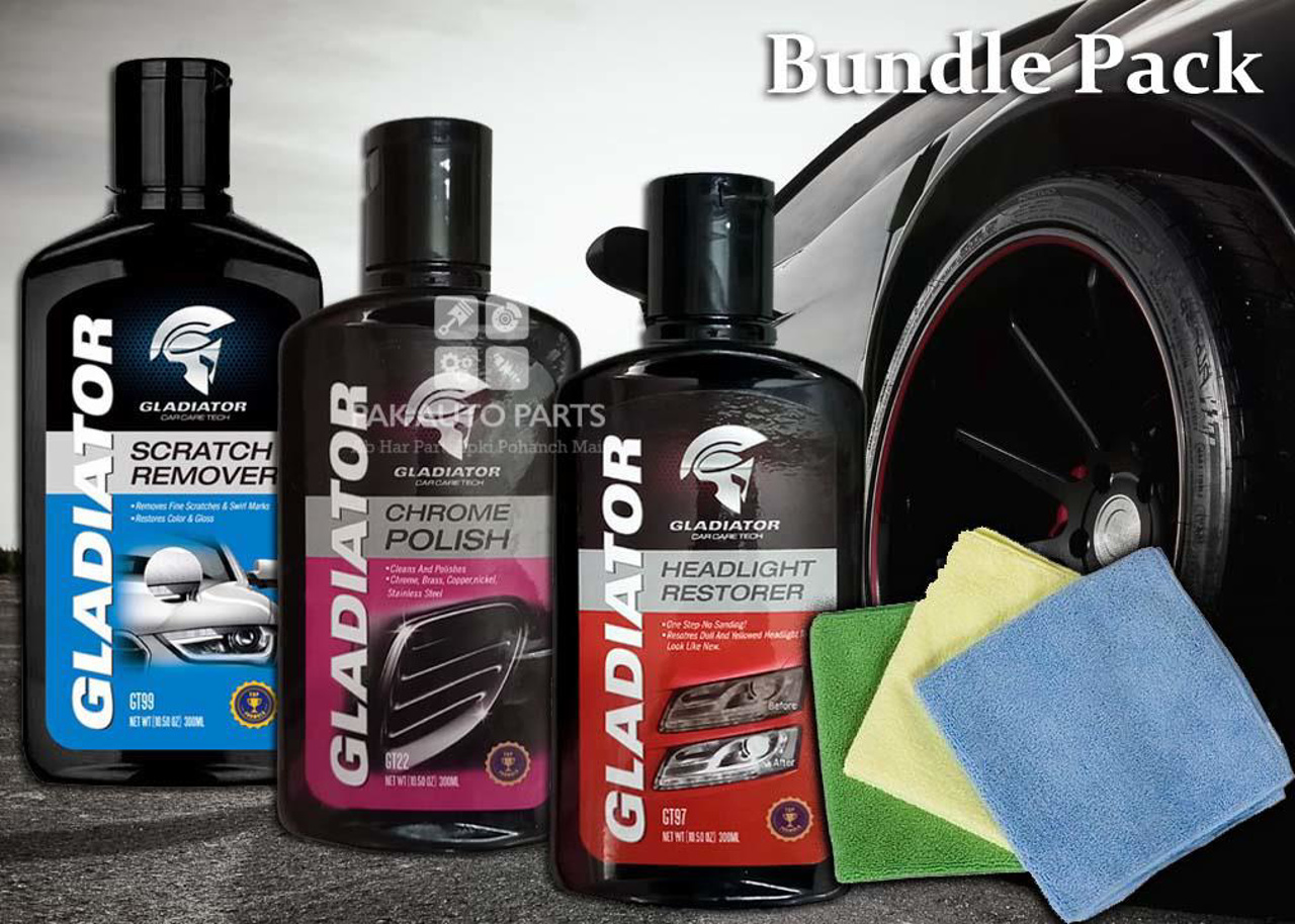 Picture of Gladiator Chrome Polish And Headlight Cleaner And Scratch Remover With 3 Microfiber Towels - Bundle Pack Of 6