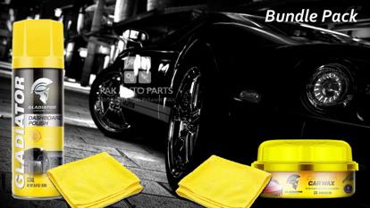 Picture of Gladiator Dashboard Polish (Lemon) And Carnauba Car Wax With 2 Microfiber Cloths - Bundle Pack