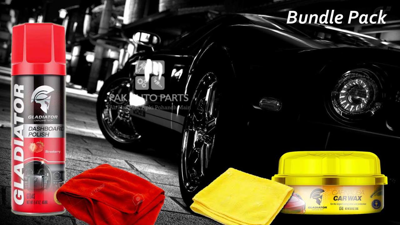 Gladiator Dashboard Polish (Strawberry) And Carnauba Car Wax With 2