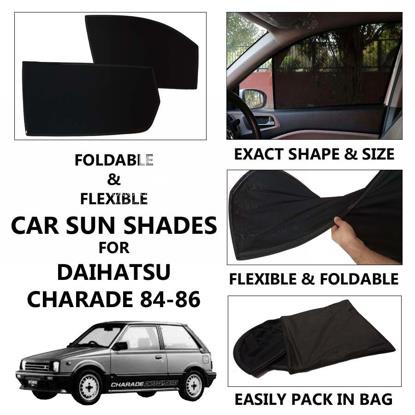 Picture of Foldable & Flexible Car Sunshades For Daihatsu Charade 1984 - 1986 - Dark Black - High Quality Jersy Cloth