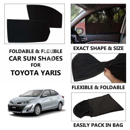 Picture of Foldable & Flexible Car Sunshades For Toyota Yaris - Dark Black - High Quality Jersy Cloth