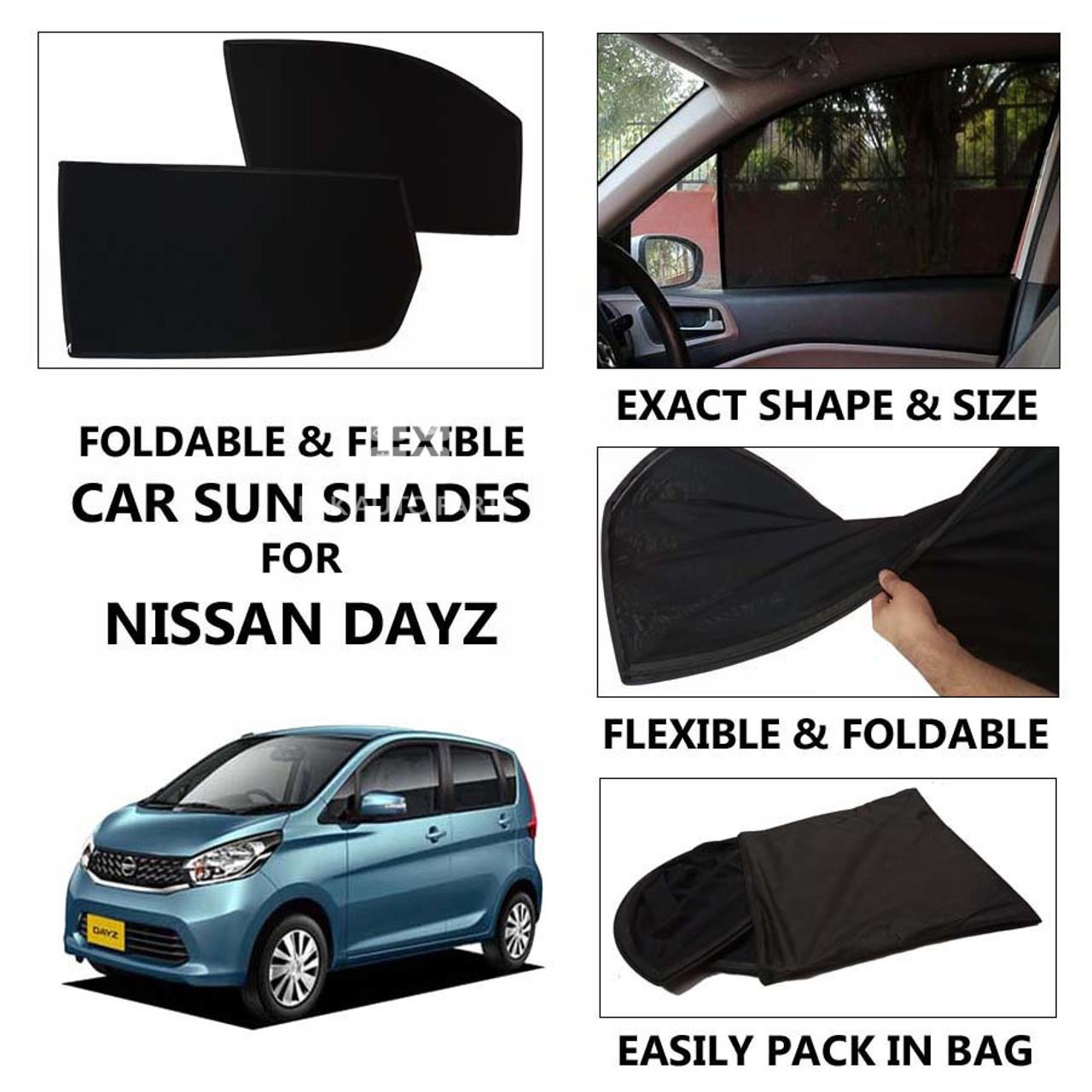 Foldable & Flexible Car Sunshades For Nissan Dayz Dark Black High