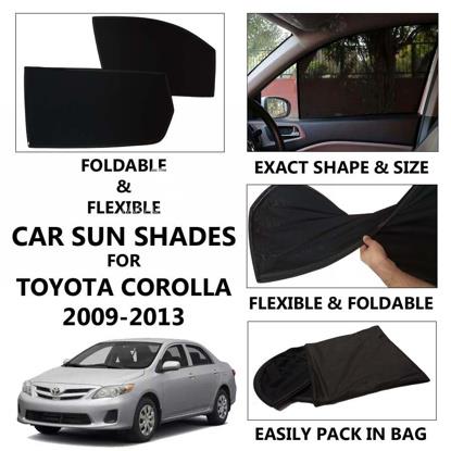 Picture of Foldable & Flexible Car Sunshades For Toyota Corolla 2009 - 2013 - Dark Black - High Quality Jersy Cloth