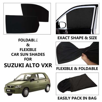 Picture of Foldable & Flexible Car Sunshades For Suzuki Alto Vxr Old Shape - Dark Black - High Quality Jersy Cloth