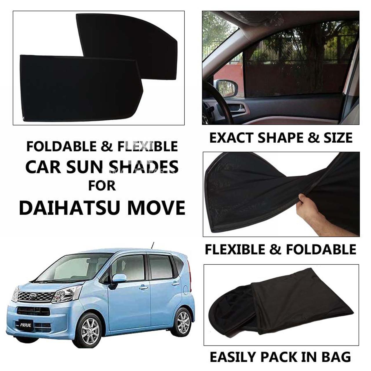 Picture of Foldable & Flexible Car Sunshades For Daihatsu Move - Dark Black - High Quality Jersy Cloth