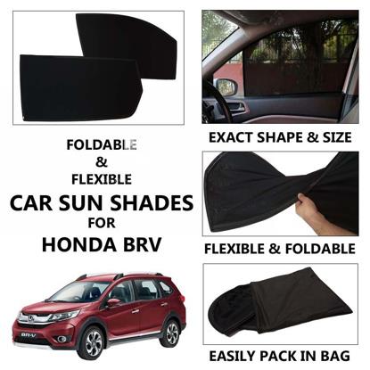 Picture of Foldable & Flexible Car Sunshades For Honda Brv - Dark Black - High Quality Jersy Cloth