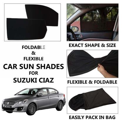 Picture of Foldable & Flexible Car Sunshades For Suzuki Ciaz - Dark Black - High Quality Jersy Cloth