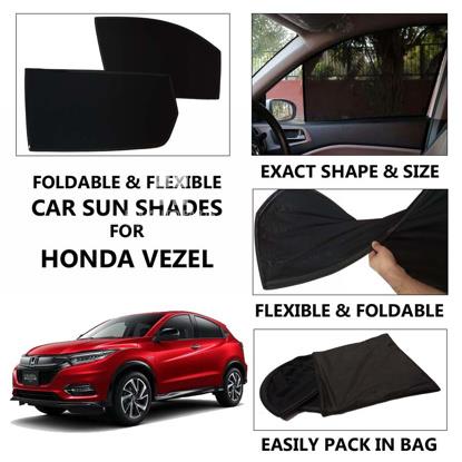 Picture of Foldable & Flexible Car Sunshades For Honda Vezel - Dark Black - High Quality Jersy Cloth