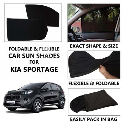 Picture of Foldable & Flexible Car Sunshades For Kia Sportage - Dark Black - High Quality Jersy Cloth