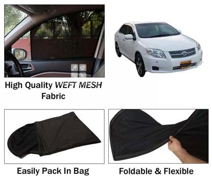 Picture of Toyota Corolla Axio 2006 - 2010 Sun Shades | High Quality Weft Mesh Fabric | Foldable | Dark Black | Heat Proof | 4pcs Set