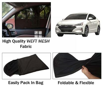 Picture of Hyundai Elantra Sun Shades | High Quality Weft Mesh Fabric | Foldable | Dark Black | Heat Proof | 4pcs Set