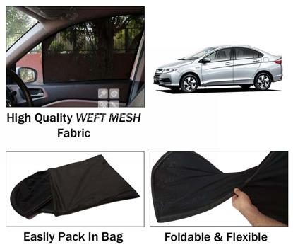 Picture of Honda Grace Sun Shades | High Quality Weft Mesh Fabric | Foldable | Dark Black | Heat Proof | 4pcs Set
