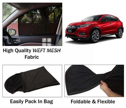 Picture of Honda Vezel Sun Shades | High Quality Weft Mesh Fabric | Foldable | Dark Black | Heat Proof | 4pcs Set