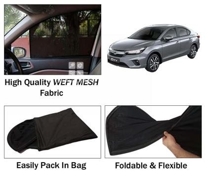 Picture of Toyota Corolla 2014 - 2022 Sun Shades | High Quality Weft Mesh Fabric | Foldable | Dark Black | Heat Proof | 4pcs Set