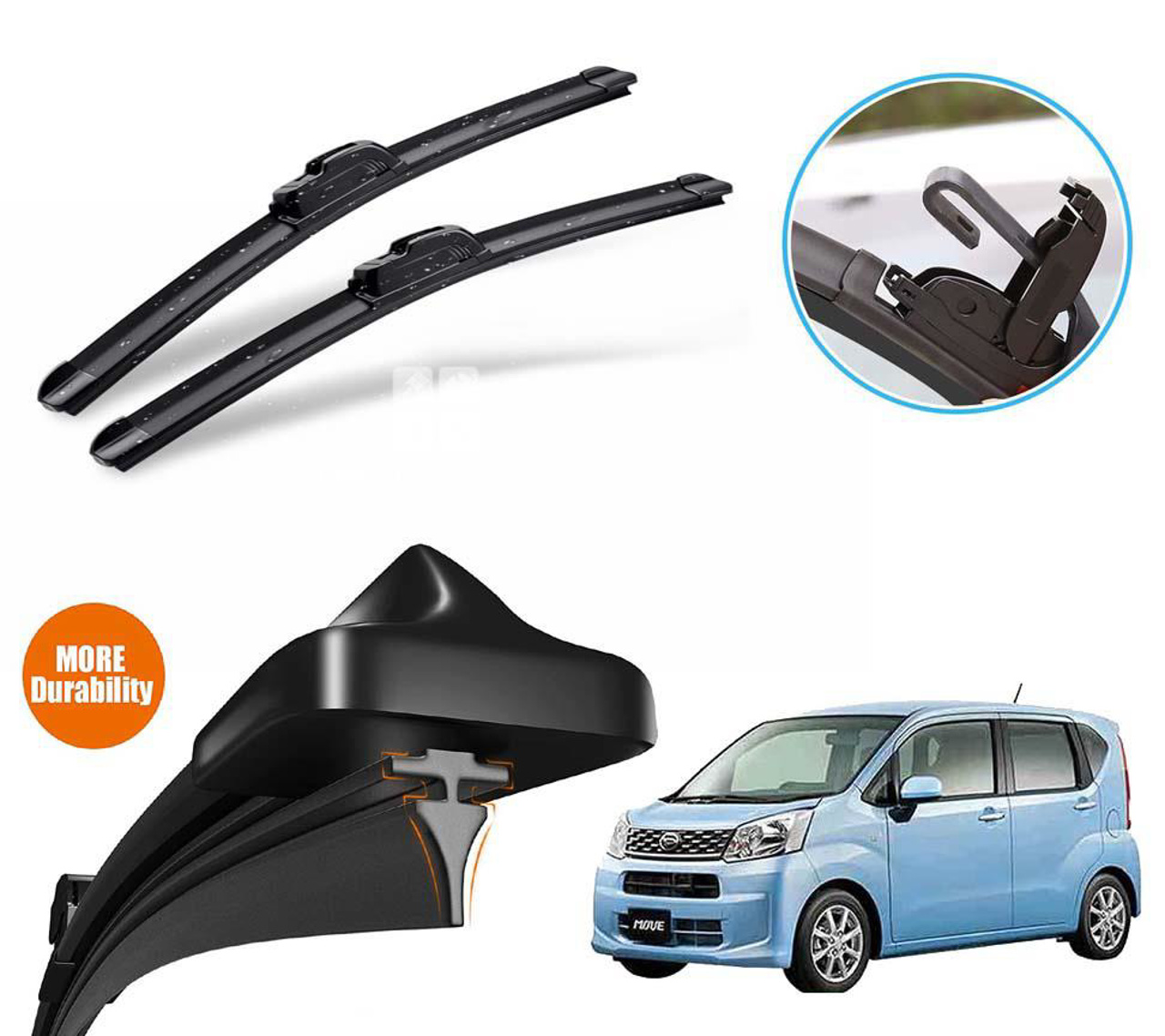 Picture of Daihatsu Move Silicone Wiper Blades | Soft Rubber Vipers | High Quality Graphite Coated Rubber | Non Cracking Material