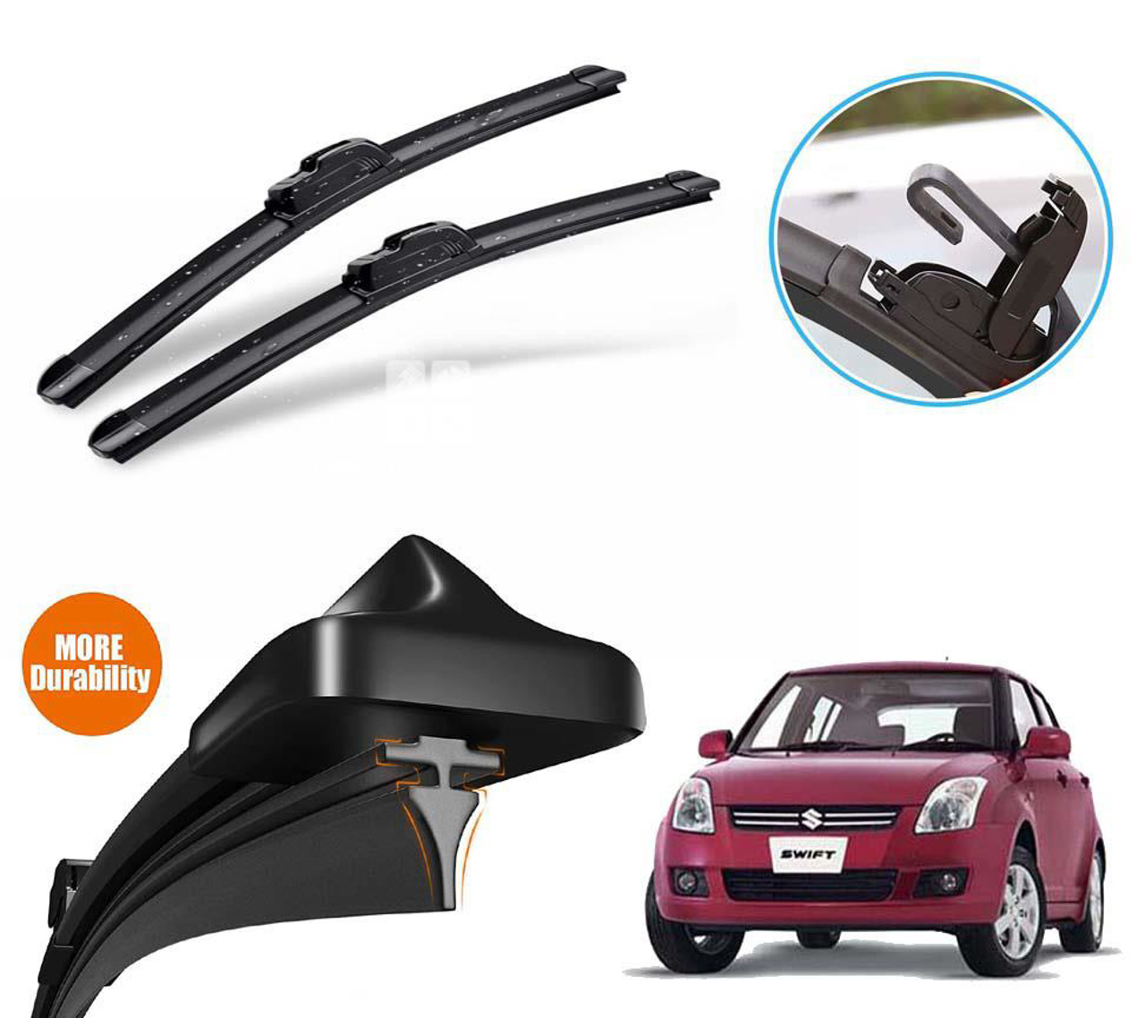Picture of Suzuki Swift Silicone Wiper Blades | Soft Rubber Vipers | High Quality Graphite Coated Rubber | Non Cracking Material