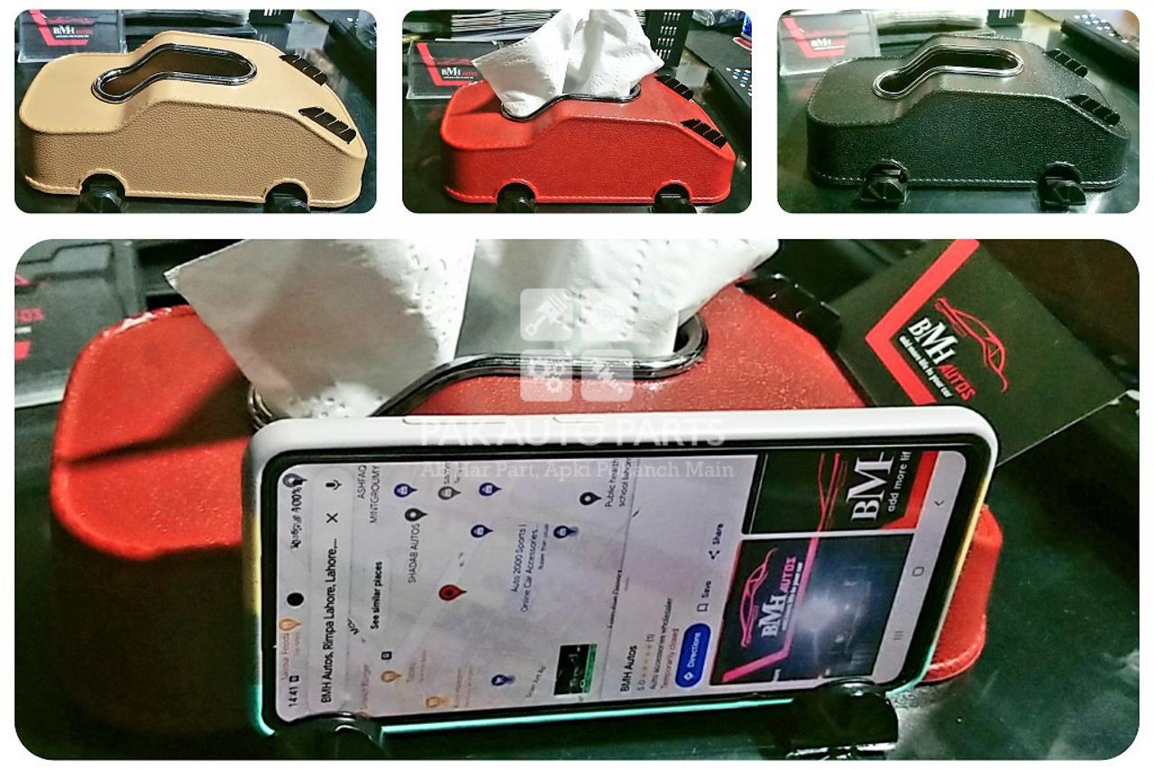 Car Shape Tissue Box With Mobile & Card Holder