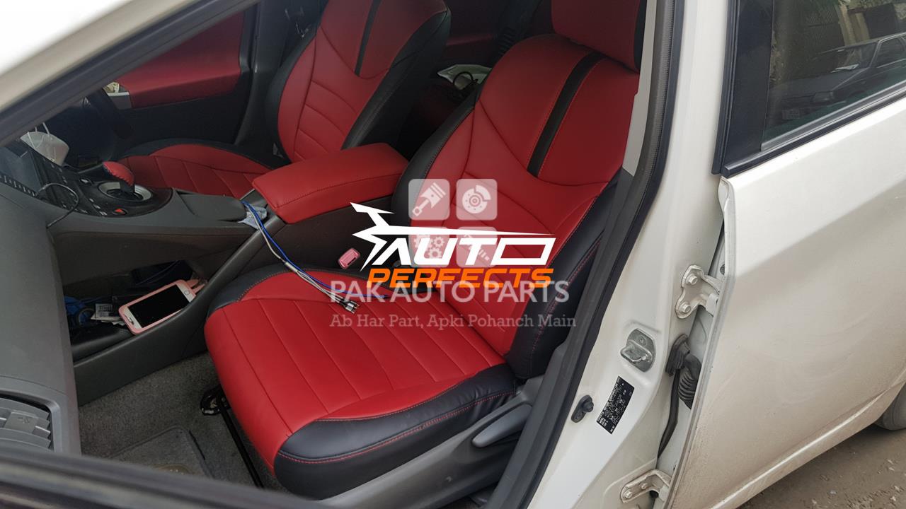 Picture of TOYOTA PRIUS 2012-2016 MG red black Japanese Leather Seat Covers
