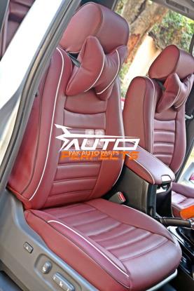 Picture of TOYOTA PRADO Customized Mehroon Japanese Leather Seat Covers