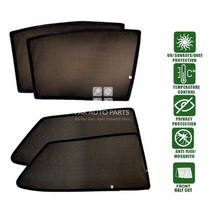 Picture of Honda BRV Sun Shades Car Windows Curtains 4 pieces With H-BRV Logo, Foldable, Jet Black