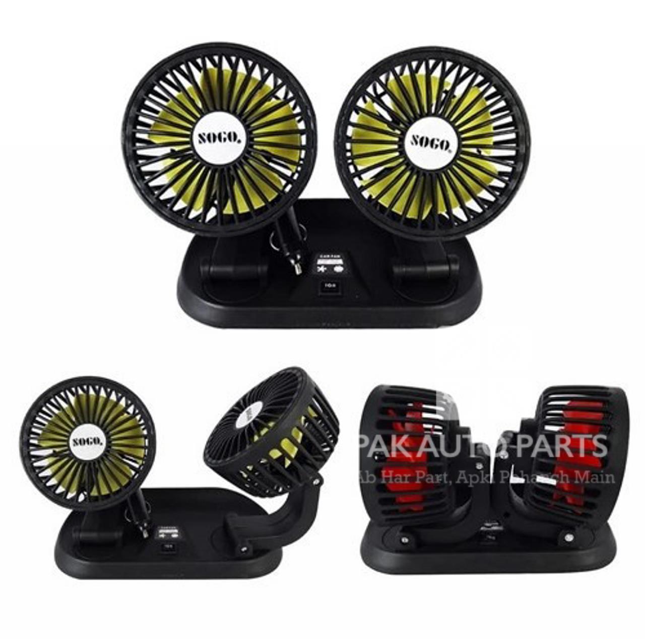 Picture of SOGO New Model Car Dashboard Long Head Dual Fans 360 Degree Rotation 12V