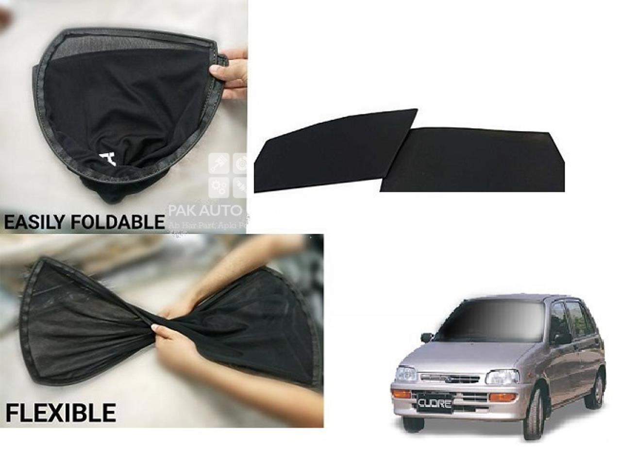 Picture of Daihatsu Cuore 2002-2020 Foldable Sun Shades 4Pcs Set | Jersey material | Heat Proof | Dark Black