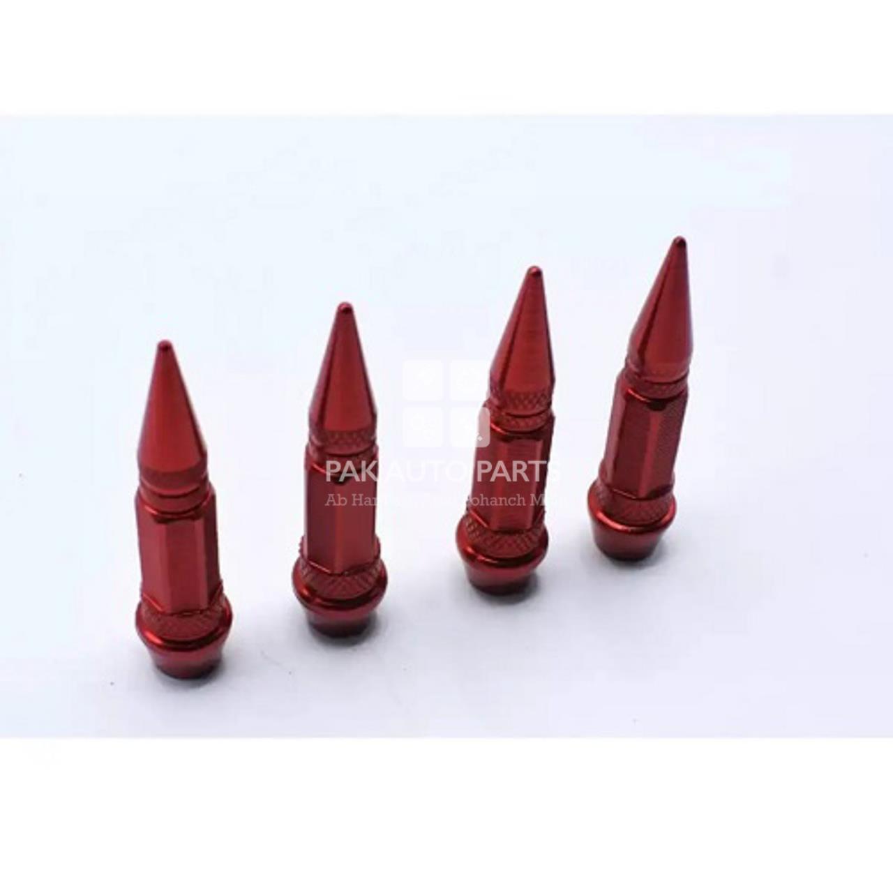 Picture of Wheel Air Nozzles 4Pcs Long Spiked Valve For Cars & Bike | Red Color