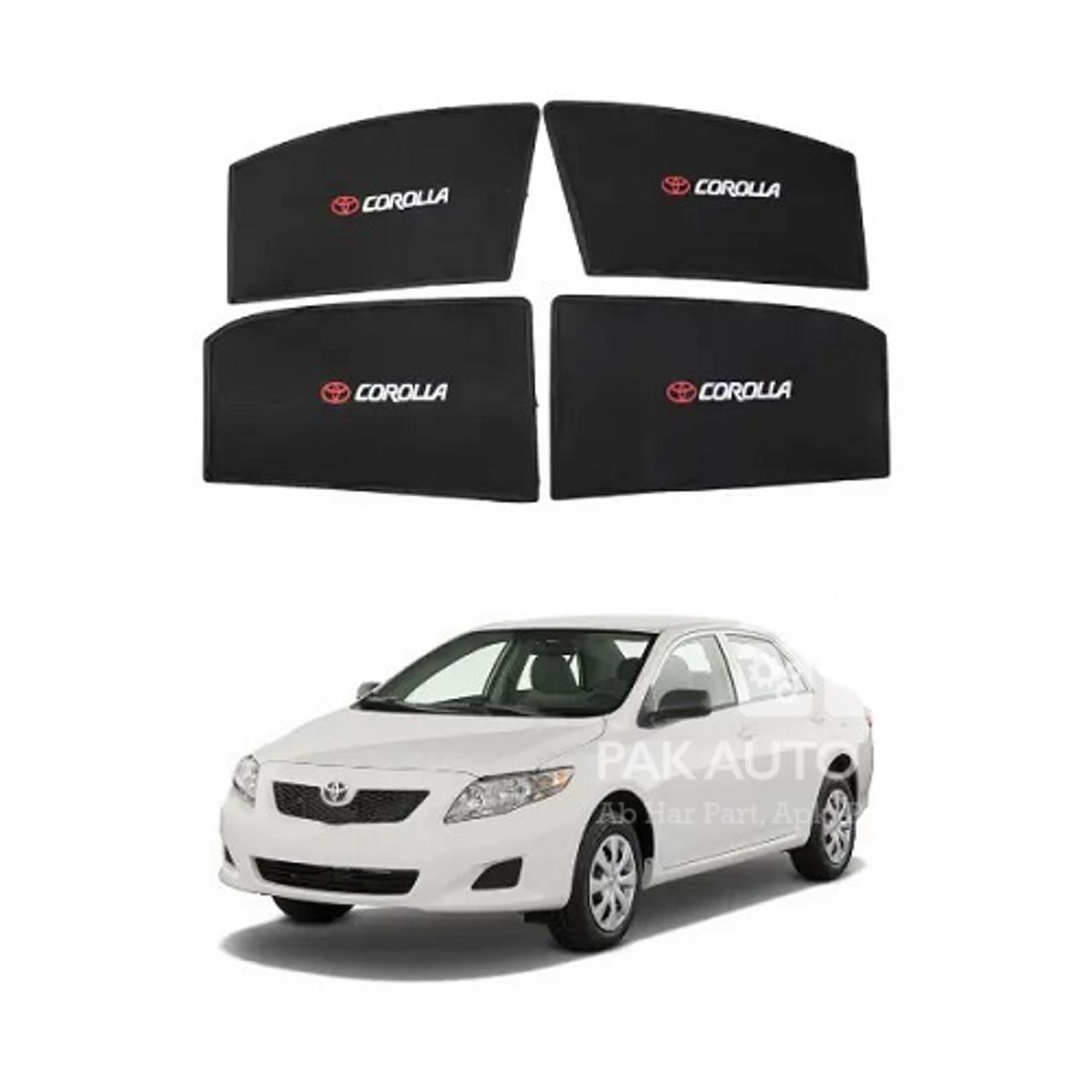 Picture of Toyota Corolla 2009-2012 Sun Shades Car Windows Curtains 4 pieces With Corolla Logo | Fold-able | Jet Black
