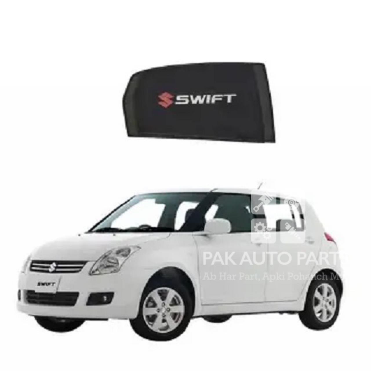Picture of Suzuki Swift 2010-2021 Sun Shades Car Windows Curtains 4 pieces With Swift Logo | Fold-able | Jet Black