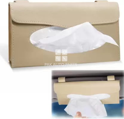 Picture of Car Tissue Napkin Holder Dispenser for Sun Visor (Beige, Black)