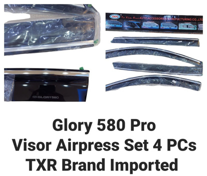 Picture of DFSK Glory 580 Pro TXR Door Visors Air Press With Chrome Lining | Set of 4 Pcs, Dark Grey