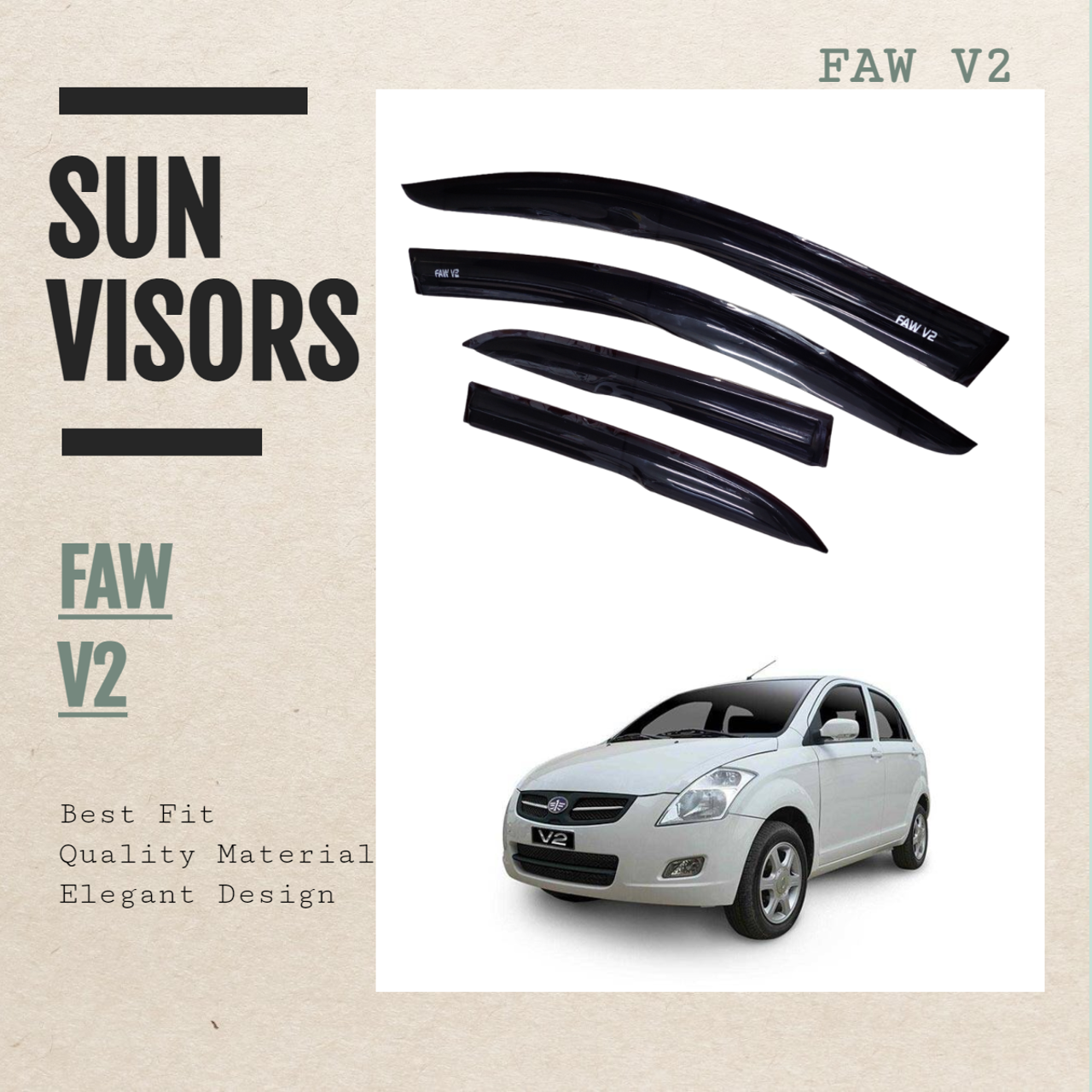 Picture of FAW V2 Window Door Visors Air Press Set of 4 Pcs. | Dark Smoke