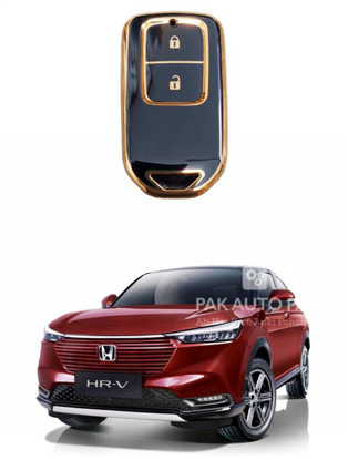 Picture of Honda HR-V TPU Remote Key Cover Case Protector, Black n Gold | Model 2022~
